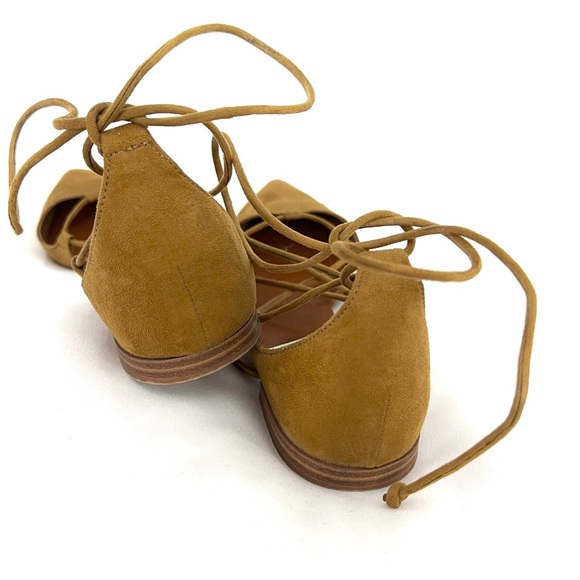 Zara Brown Pointed Toe Lace Up Flats - Picture 5 of 5